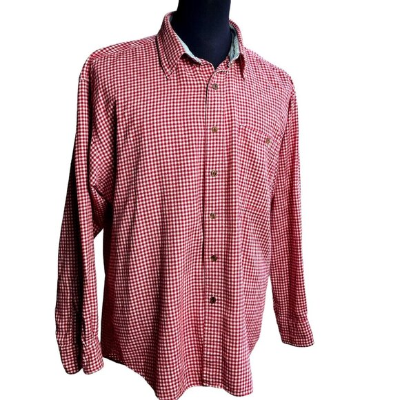 Vintage Chaps Ralph Lauren Shirt Mens XL red check Flannel Button Up Cotton - Picture 11 of 12
